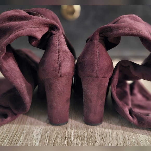 A New Day Penelope Over the Knee Boots Burgundy - Picture 3 of 11